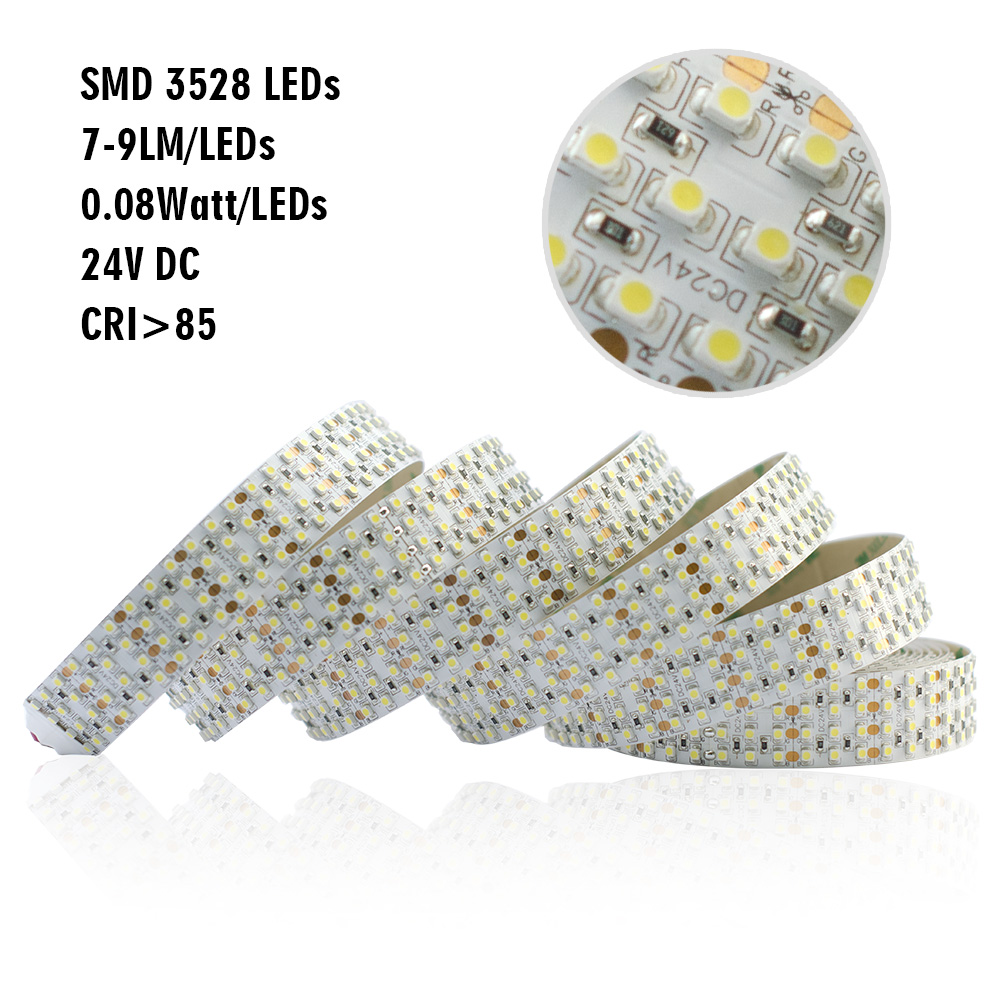 Brightest White LED Strip Lights - Quad Row- DC24V 3528SMD 146LEDs/Ft - Flexible LED Tape Lights, 1170LM/Ft, CRI 95, Replace T8 Tube Light Brightest White LED Strip Lights - Quad Row- DC24V 3528SMD 146LEDs/Ft - Flexible LED Tape Lights, 1170LM/Ft, CRI 95, Replace T8 Tube Light